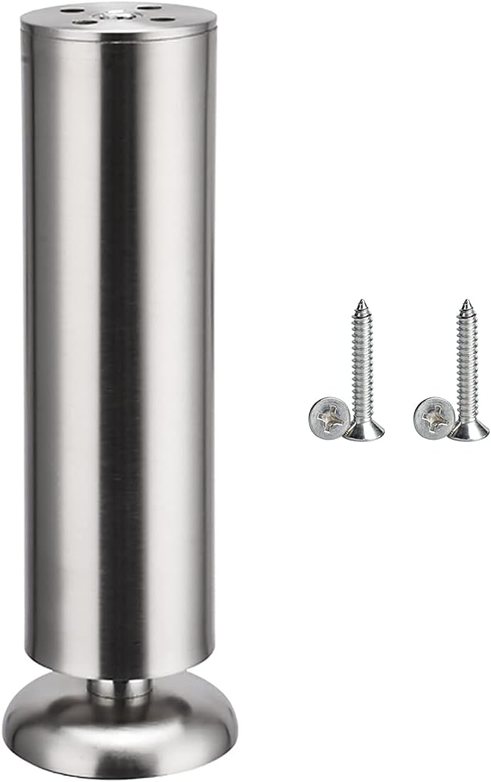 Qrity 4 Unidades Patas de Metal Muebles Armario de Cocina Pies Redondo - Estera de Goma - Caja Fuerte y Silenciosa 50 x 300mm Qrity 4 Unidades Patas de Metal Muebles Armario de Cocina Pies Redondo - Estera de Goma - Caja Fuerte y Silenciosa 50 x 300mm